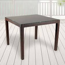 MESA TAVARUA 75 x 75  MODELO RATAN CON VIDRIO TEMPLADO