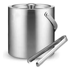 HIELERA Acero Inoxidable DOBLE PARED Con Pinza 15x15 Cm ICHI