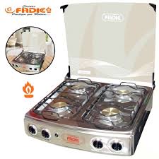 COCINA a GAS 4 hornillas KAREN TOTAL ACERO con TAPA VIDRIO - FADIC