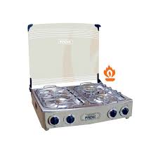 COCINA a GAS 4 Hornillas MESA AURORA Tablero ACERO Tapa VIDRIO - FADIC