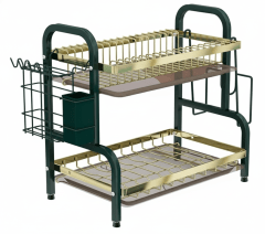 ESCURRIDOR De Platos ACERO 2 Pisos Color Verde y Negro - ABHER