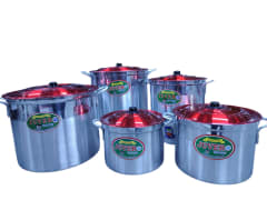 (5)Juego De OLLAS ALUMINIO x 5 Pz 28-40 Con Tapa COMERCIAL - JUVER