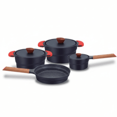 JGO de OLLAS acero INOX. BAMBU 7 pz TAPA acero