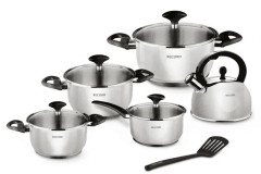JGO OLLA ACERO INOX. T/VIDRIO EMMA X 11 PZ.