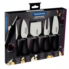 JUEGO De CUCHILLOS Negro PARA QUESO x 5 Pzs HARMONIZA - TRAMONTINA