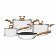 JUEGO De OLLAS Acero Inox Con ANTIADHERENTE x 7 Pz BRAVA - TRAMONTINA