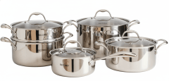 JUEGO De OLLAS PIACCERE Acero Inoxidable 9 Pz Tapa Acero