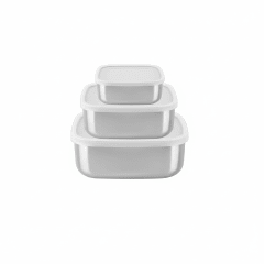 JUEGO TAPER Cuadrado Acero Inox Con Tapa x 3 Piezas FREEZINOX - TRAMONTINA