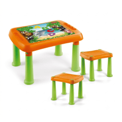 MESA POLIN DECORADA UNISEX + 2 BANCOS DIDÁCTICOS