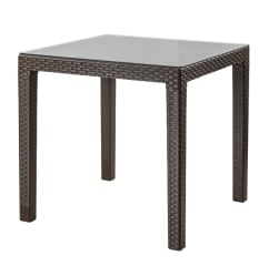MESA TAVARUA 95 x 95  MODELO RATAN CON VIDRIO TEMPLADO - REY