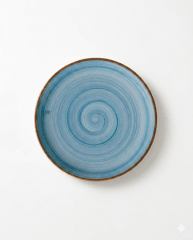 PLATO De Loza TENDIDO COUPE 17.7 Cm Artisan AZUL