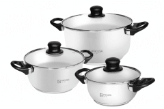 SET De OLLAS TRADICION Acero Inoxidable x 6 Pz Tapa Vidrio