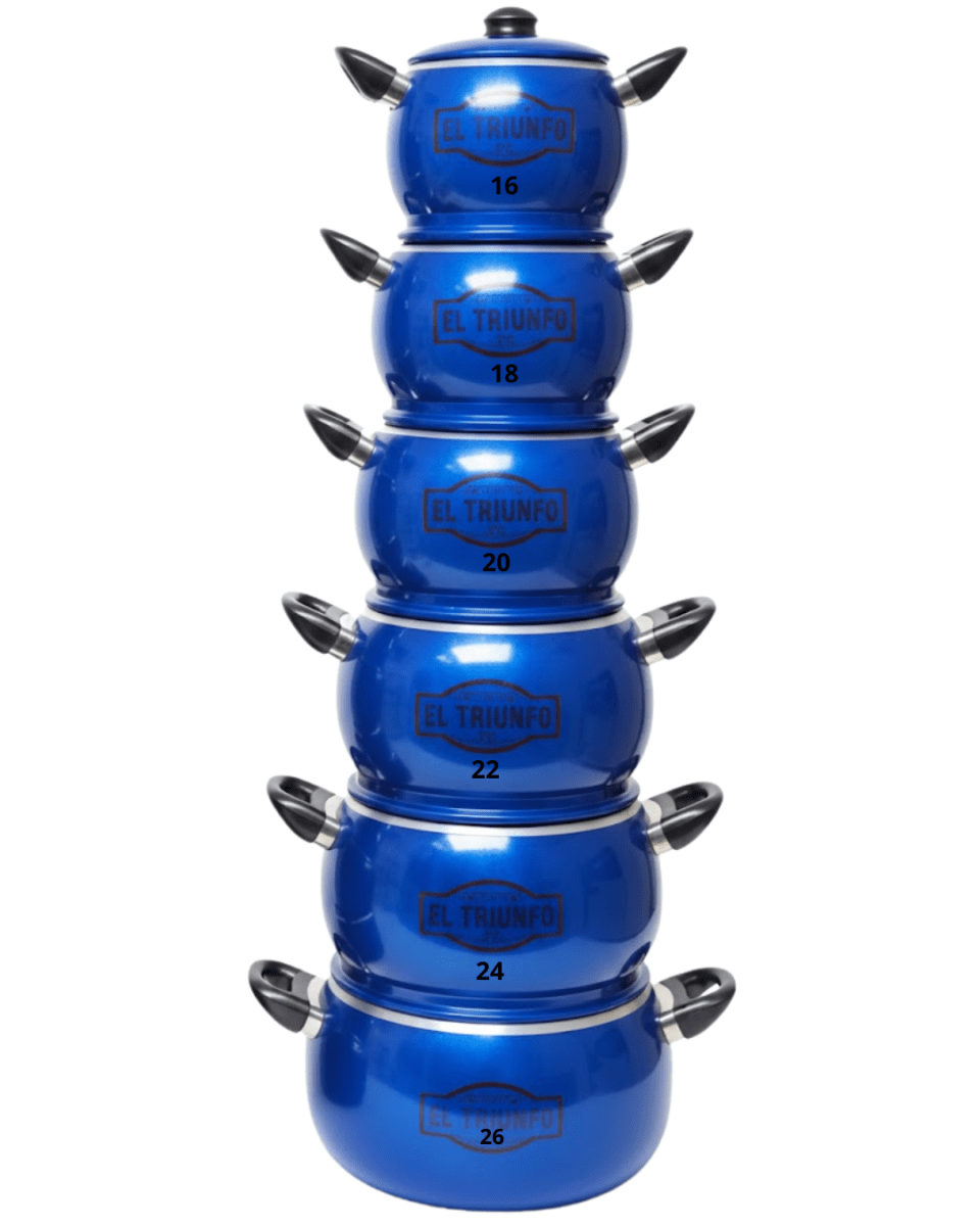 OLLA BOMBE De Aluminio ANODIZADO Rojo - Negro - Celeste x 6 Pz Asa PARAFLAMA 16-26 - TRIUNFO1