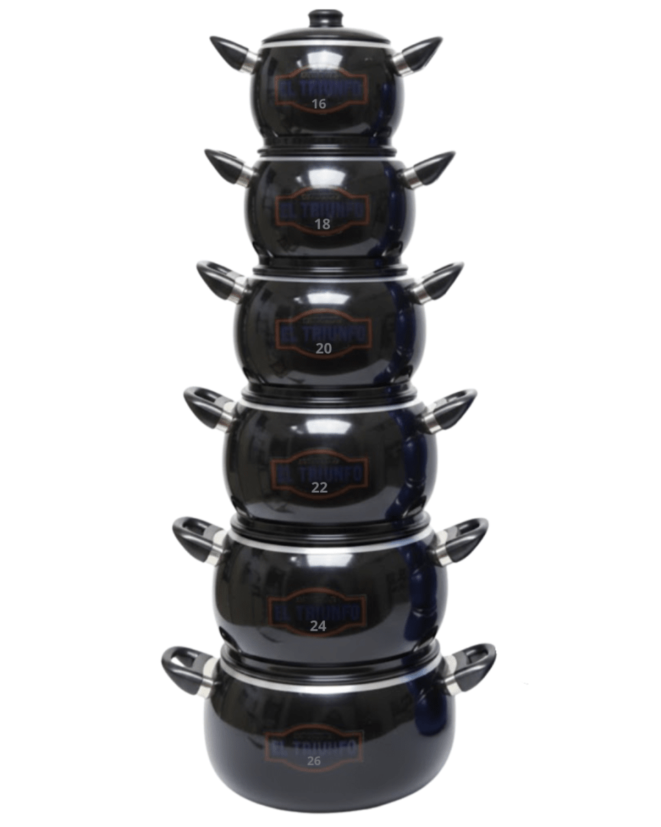 OLLA BOMBE De Aluminio ANODIZADO Rojo - Negro - Celeste x 6 Pz Asa PARAFLAMA 16-26 - TRIUNFO2