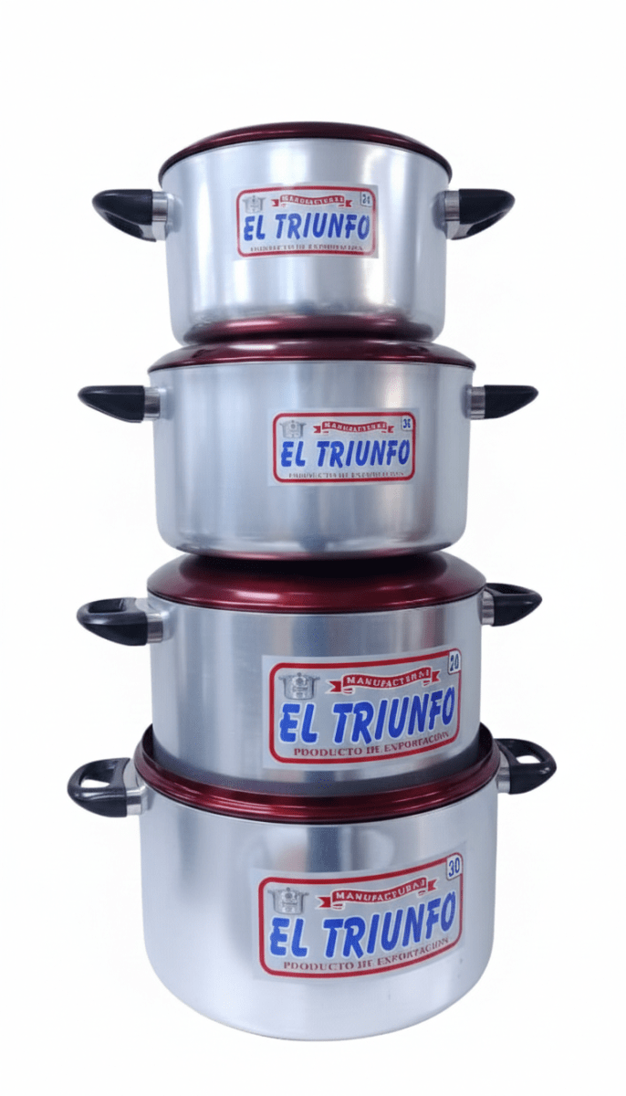 OLLA GUISERA De Aluminio 4 Pz. ANODIZADO Natural Asa Paraflama 24-301