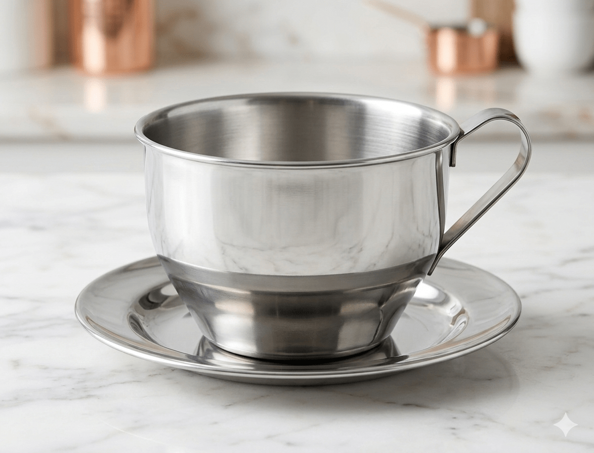 TAZA de ACERO con PLATO liviana1