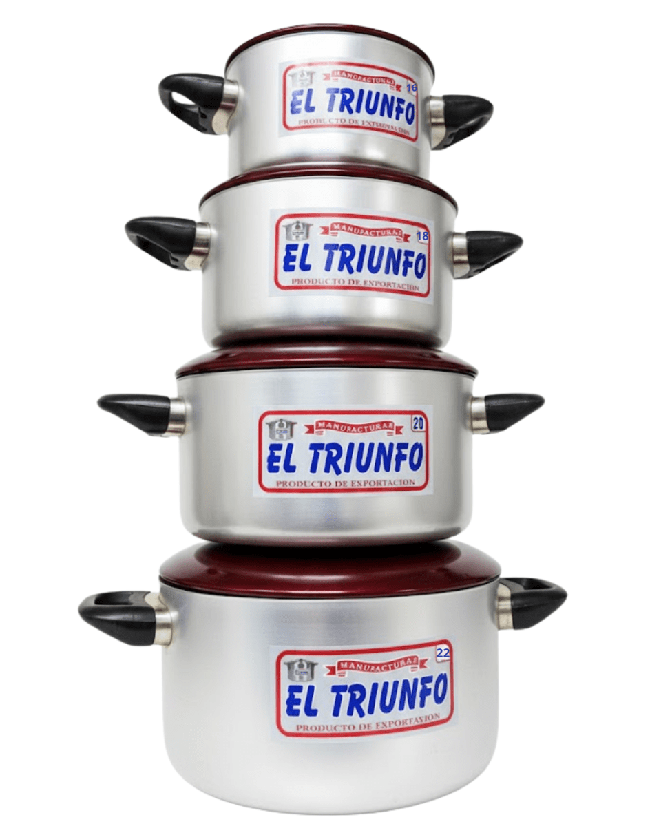 OLLA GUISERA De Aluminio 4 Pz. ANODIZADO Natural Asa Paraflama 16-221