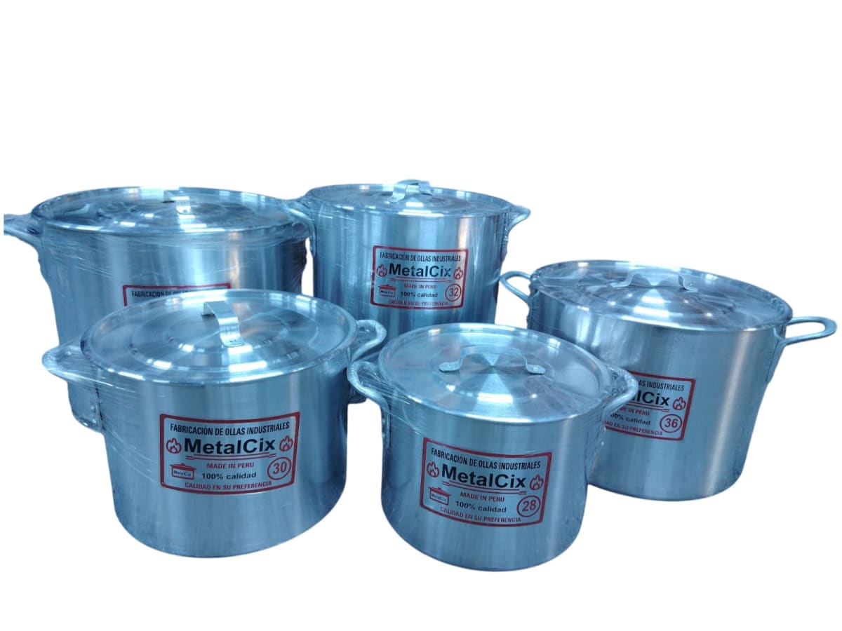 (5)JGO OLLA Aluminio ESPECIAL x 5 Pzs Con Tapa 28-40 - DEMETAL1