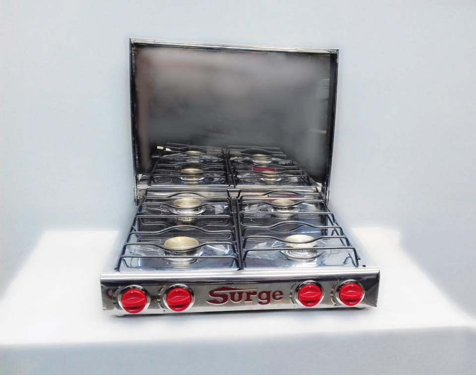 COCINA GAS 4 Hornillas ACERO Con Tapa CHICA Reducida - SURGE2