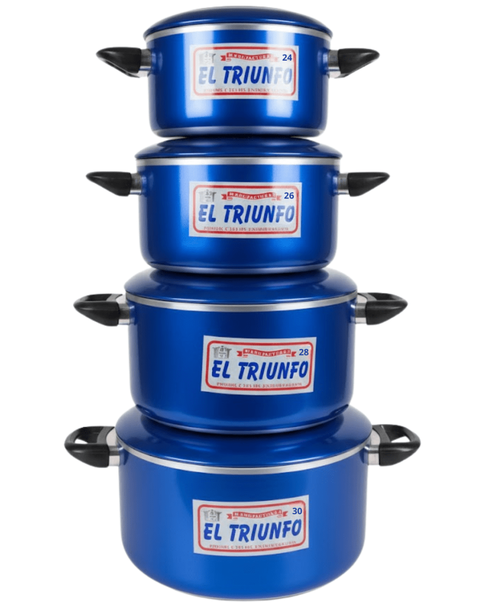 OLLA GUISERA De Aluminio 4 Pz. ANODIZADO Rojo - Negro - Celeste Asa Paraflama 20-263