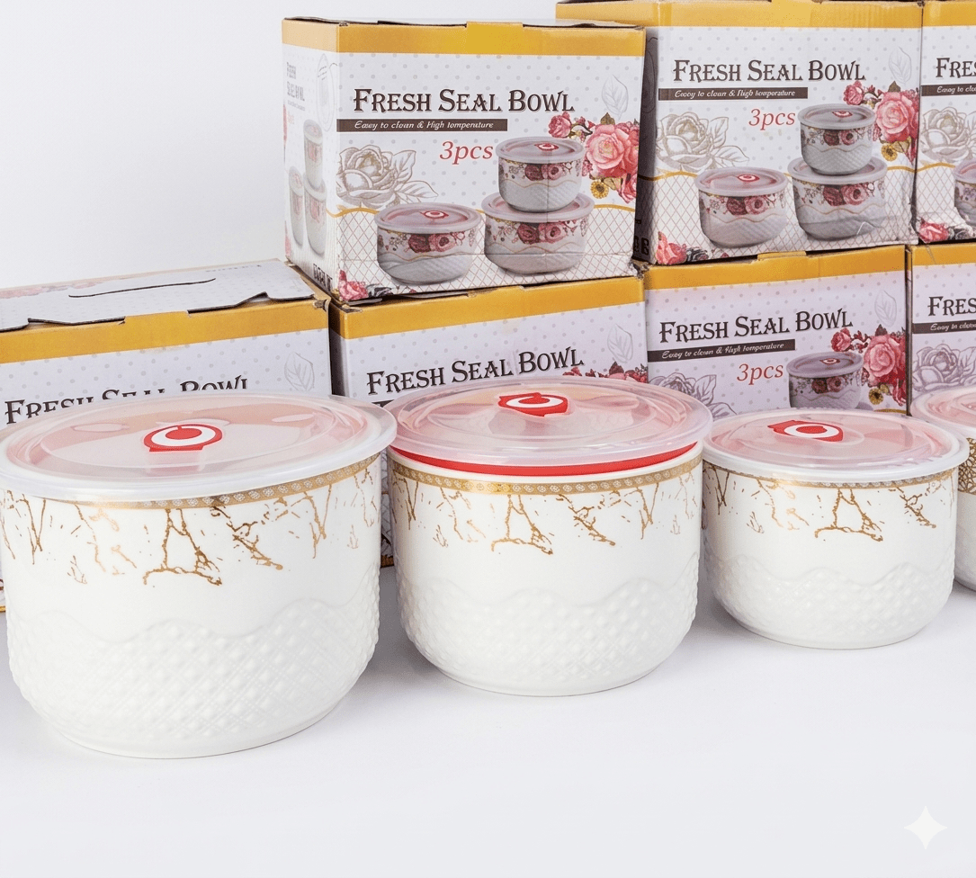 BOLO De Loza Diseño Dorado Con Tapa Plastica x 3 Pzas3