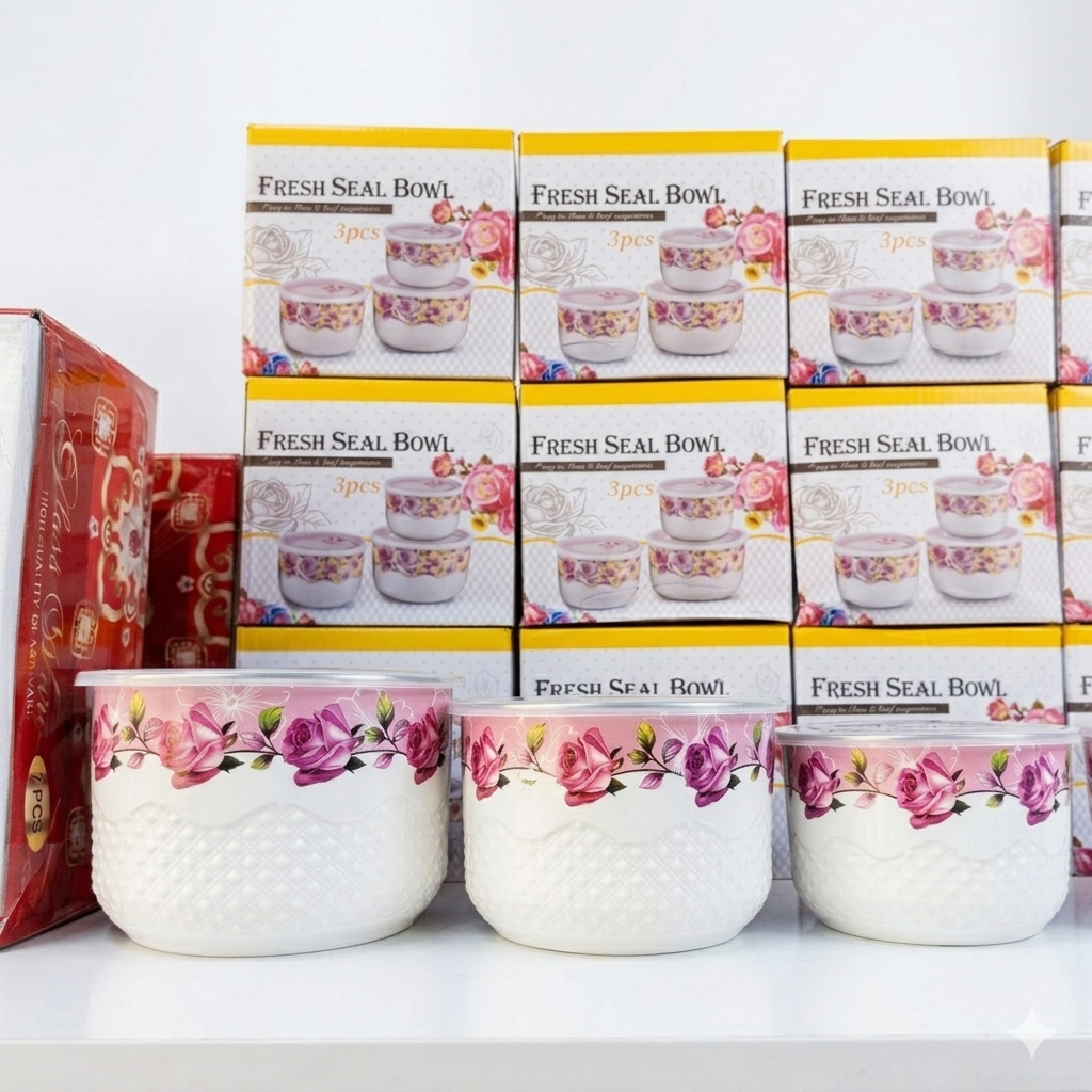 BOLO De Loza Diseño ROSAS Con Tapa Plastica x 3 Pzas1