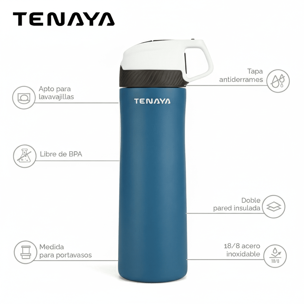BOTELLA De Acero NADEE 550 ml Azul Marino - Beige - TENAYA2