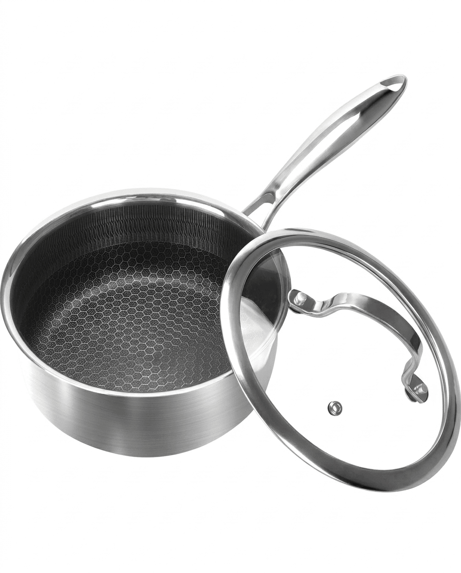 CACEROLA De Acero Con Malla Anthiaderente Tapa Vidrio1