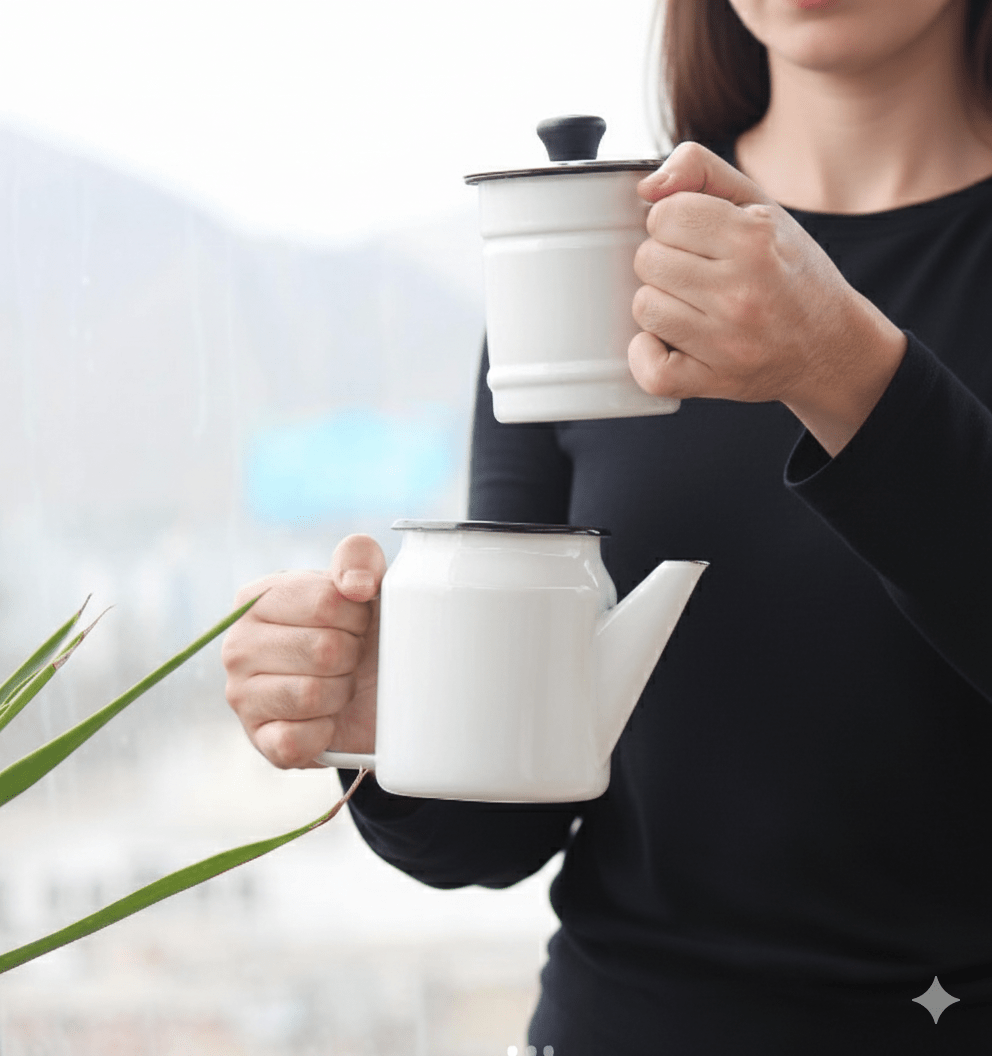 CAFETERA 2 Pzs Acero Esmaltado # 10 Decorados CAFFE - COLIBRI2