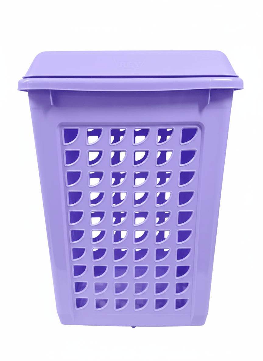 CESTO Plastico De Ropa RECTANGULAR Con Tapa - REY1