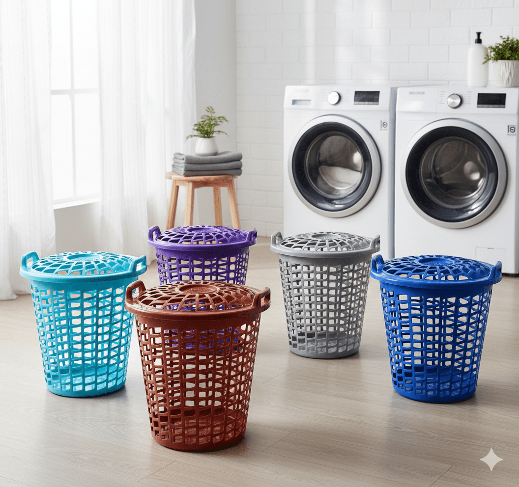 CESTO PLASTICO QUERUBIN CON ASA Y TAPA COLORES2