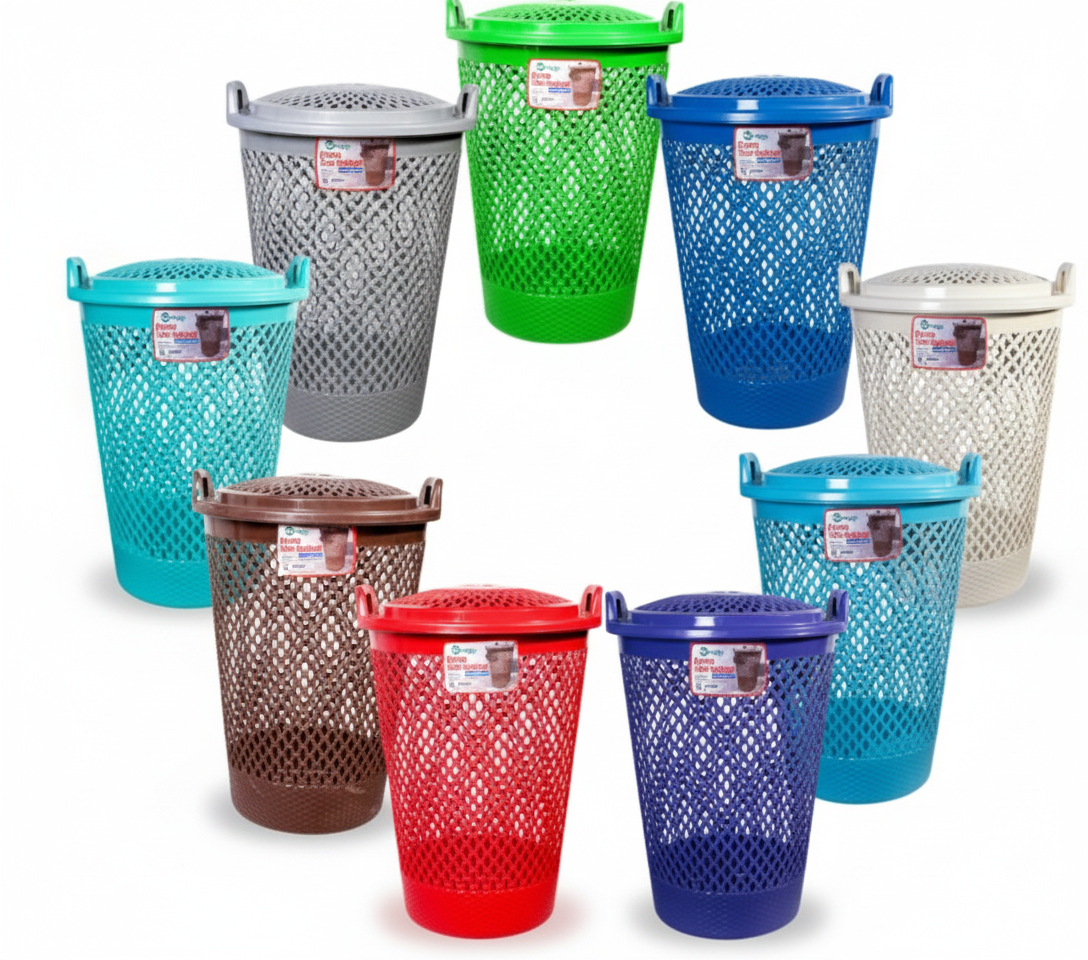 CESTO PLASTICO SAN GABRIEL CON ASA Y TAPA COLORES2