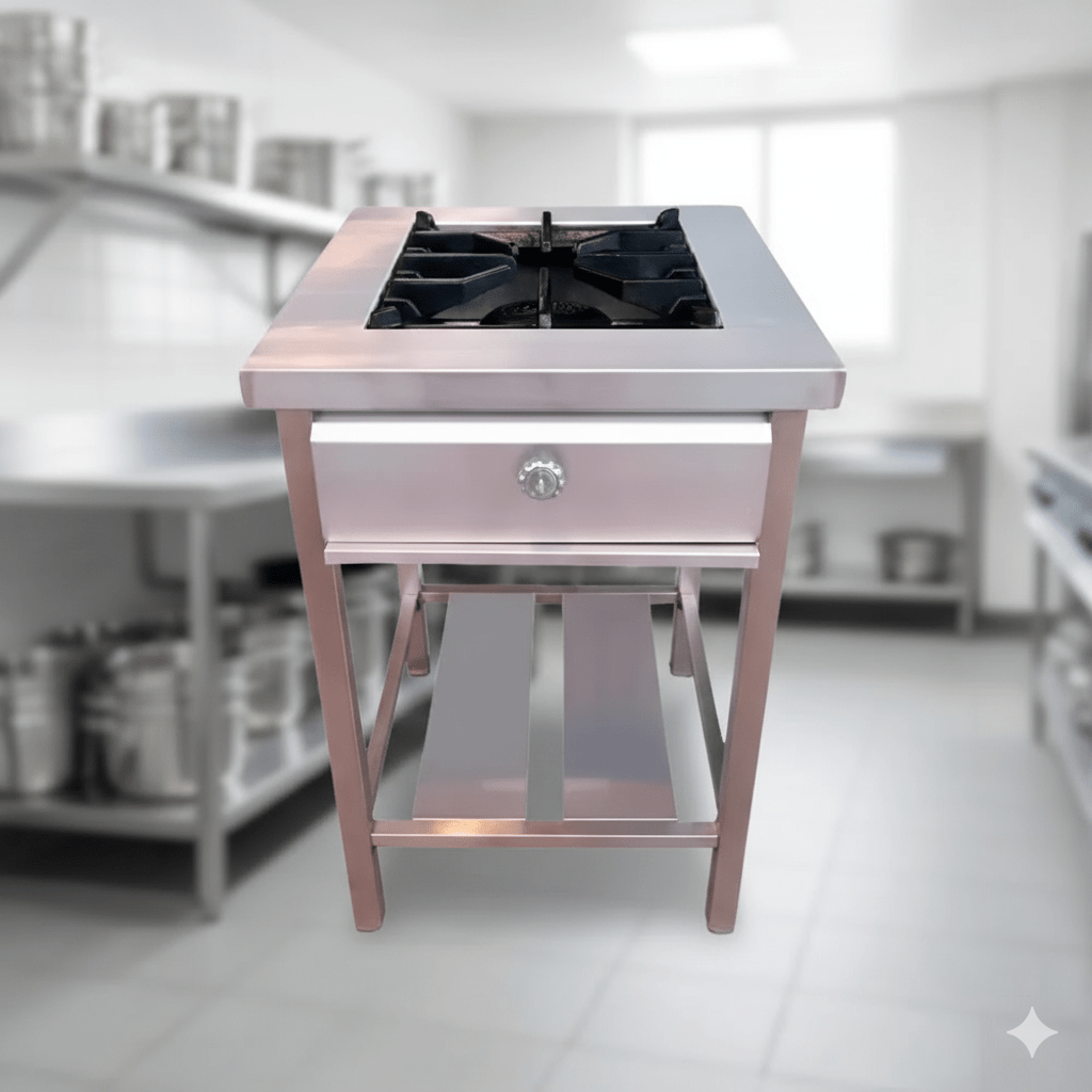COCINA GAS Total Acero Industrial 1 Hornilla GRANDE (40x40)1