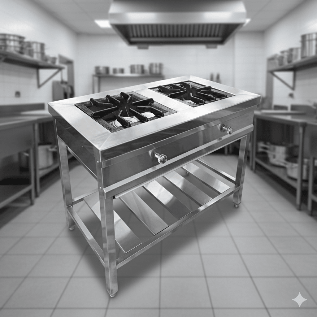 COCINA GAS Total Acero Industrial 2 Hornillas (30x30)1