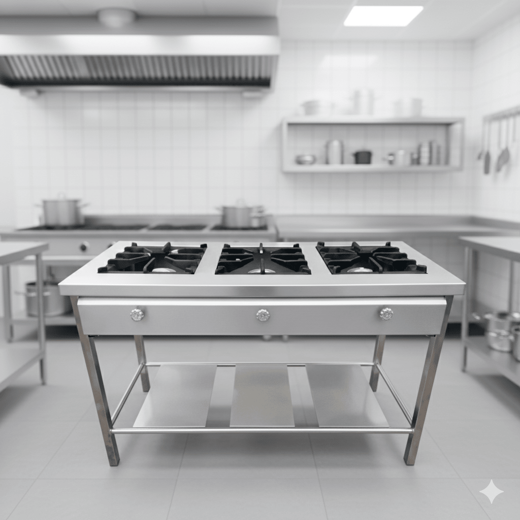 COCINA GAS Total Acero Industrial 3 Hornillas (40x40)1