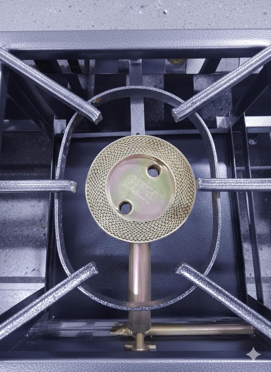 COCINA SEMI-IND 3 Hornillas PIE Quemador HONGO Frontal Acero 6 PATAS - FADIC2