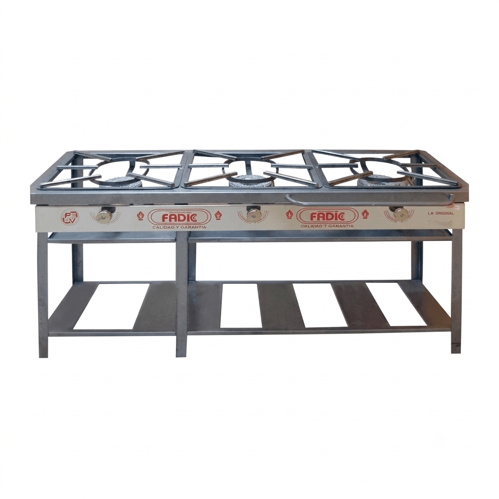 COCINA SEMI-IND 3 Hornillas # 7 PIE Quemador Aluminio 6 Patas1