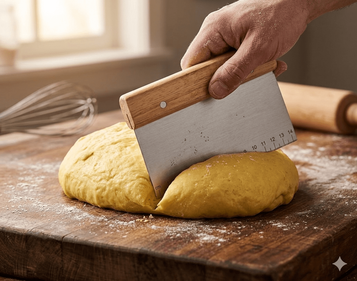 CORTADOR De Masa Acero Enumerado Mango Madera 15.5 Cm3