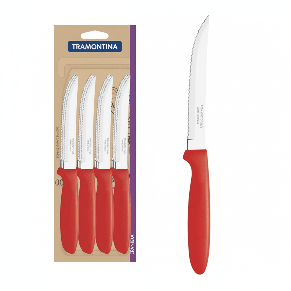 CUCHILLO ASADO Sierra Mango Plastico Colores - TRAMONTINA1