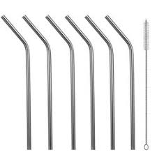 SET x 6 CAÑITAS Rectas y Curvas de ACERO con CEPILLO1