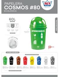 PAPELERA Cosmos # 80 Con Tapa y LOGO ECOLOGICO - REY1