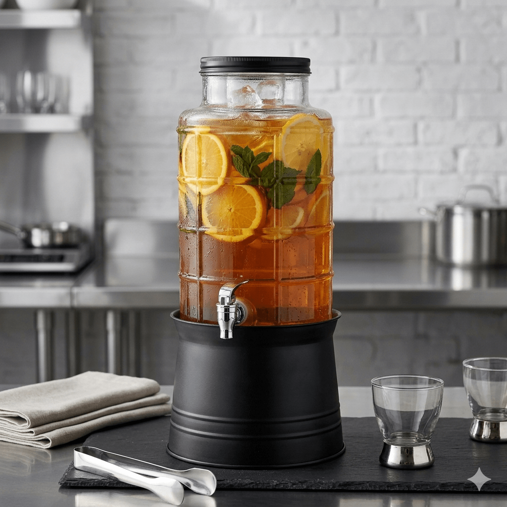 DISPENSADOR Vidrio Modelo BIG WINDOW 2.4 galones 9 lt CON INFUSOR y BASE2