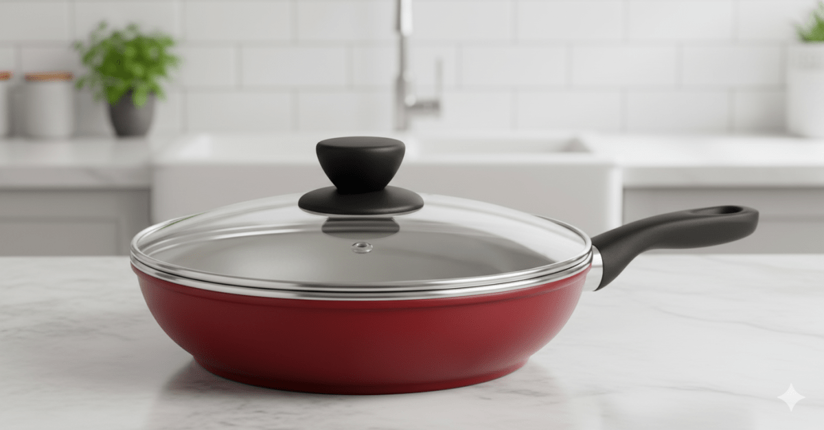 SARTEN Aluminio Tipo CERAM. Con Tapa # 24 ROJA - RECORD1