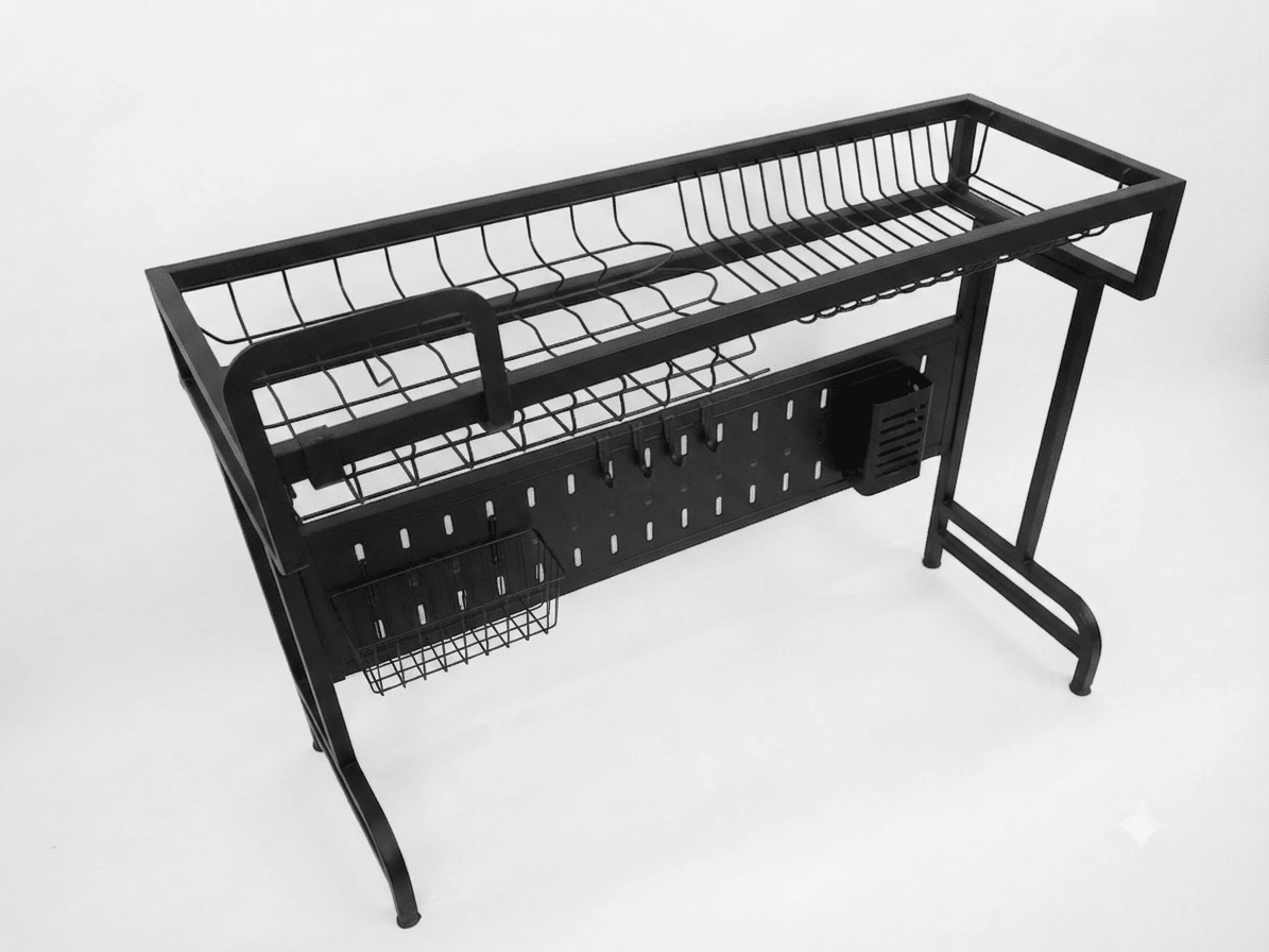 ESCURRIDOR De PLATOS Negro Sobre El LAVADERO 85x33x56 Cm3