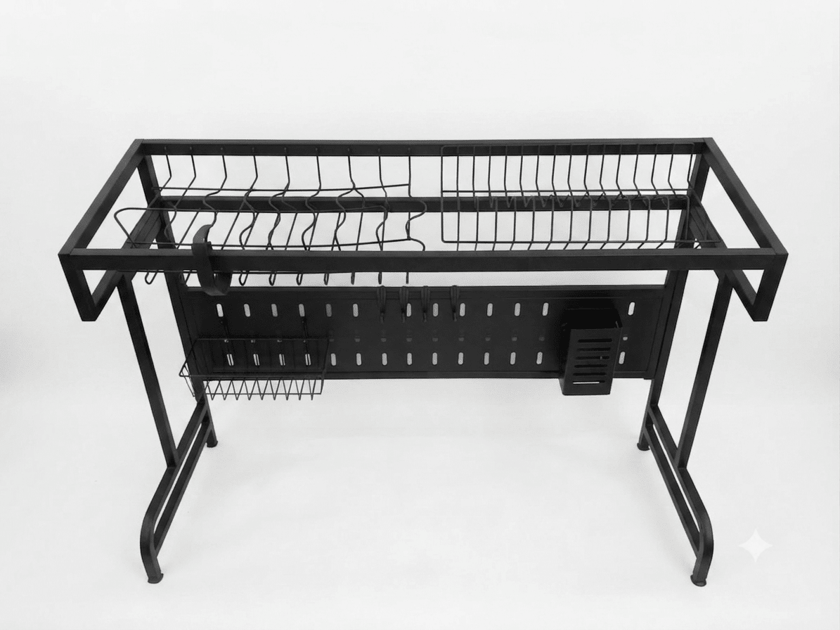 ESCURRIDOR De PLATOS Negro Sobre El LAVADERO 85x33x56 Cm2