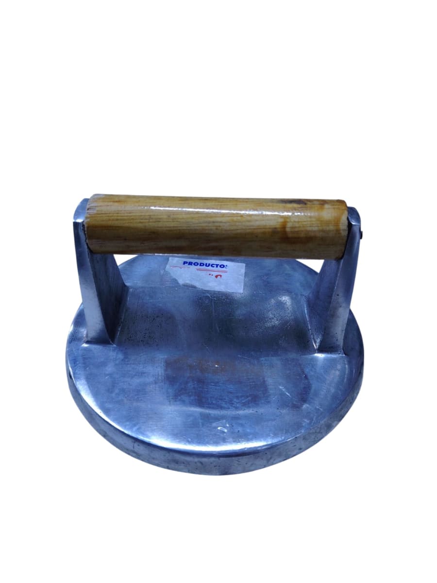 (5)APLASTADOR HAMBURGUESA mango madera REDONDO PESADO1