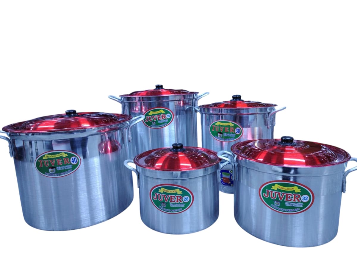 (5)Juego De OLLAS ALUMINIO x 5 Pz 28-40 Con Tapa COMERCIAL - JUVER1