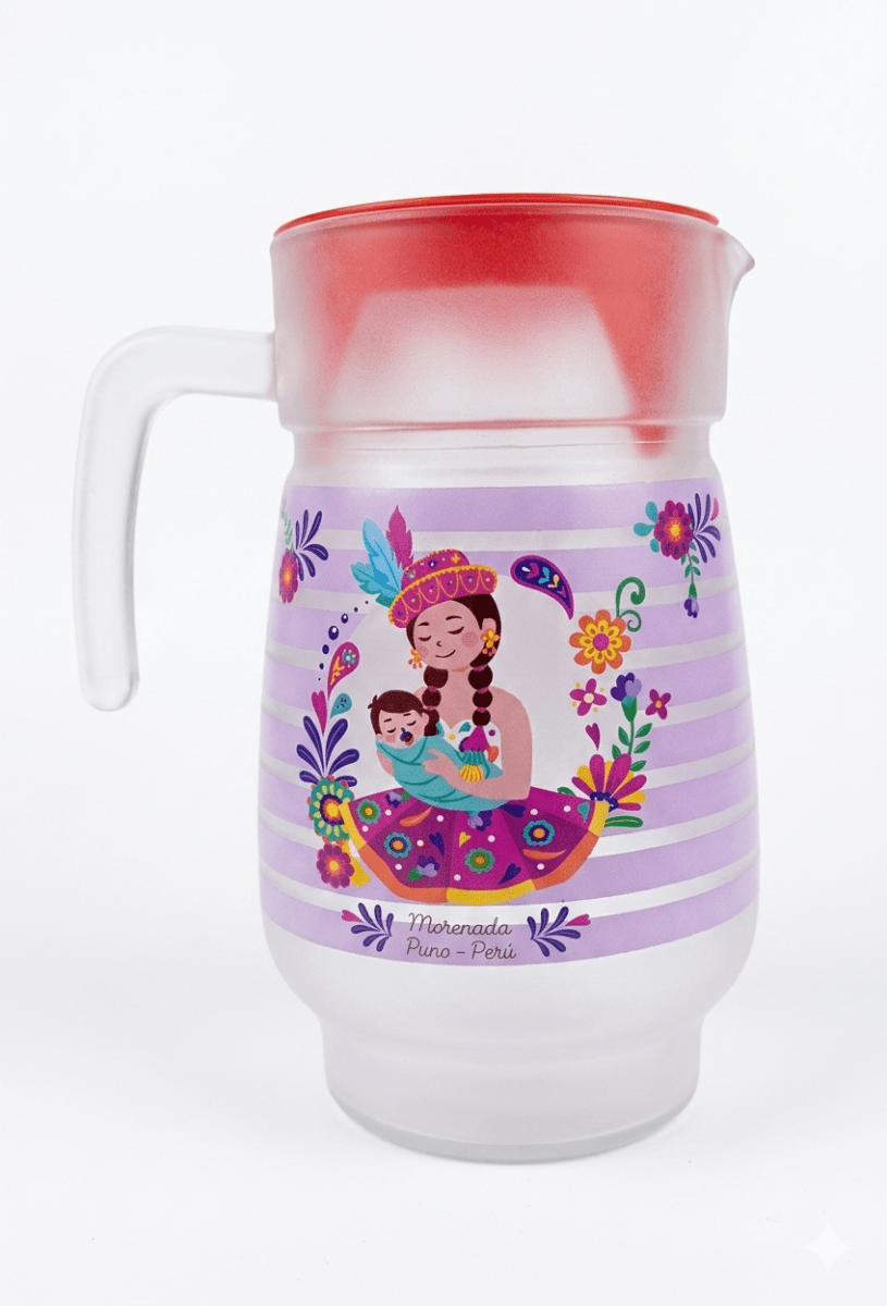 JARRA De Vidrio Pavonada Diseño Peruano FELIZ DIA MAMA3