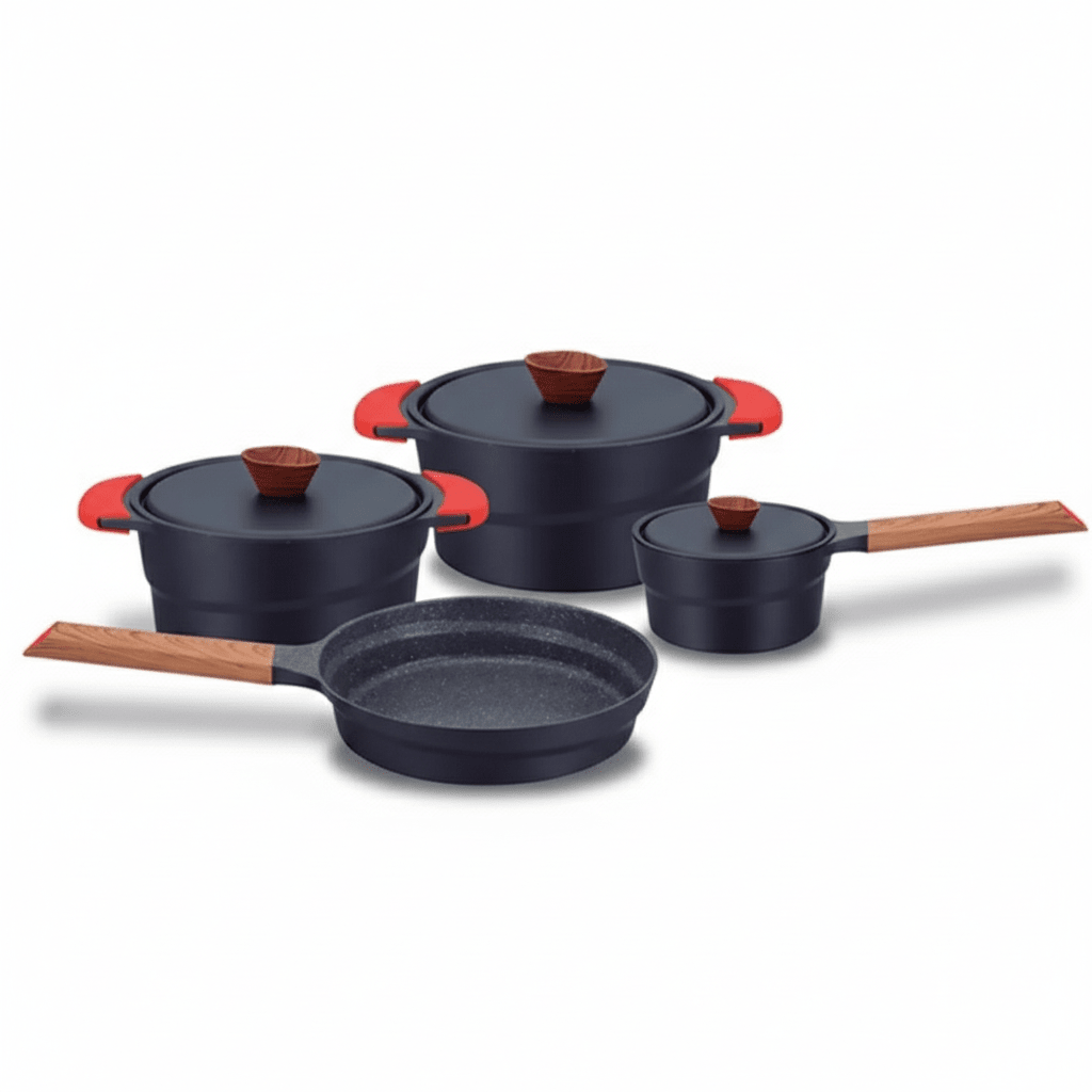 JGO de OLLAS acero INOX. BAMBU 7 pz TAPA acero1