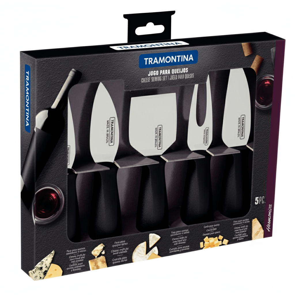 JUEGO De CUCHILLOS Negro PARA QUESO x 5 Pzs HARMONIZA - TRAMONTINA1